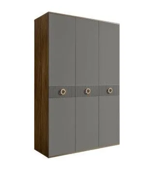 Шкаф 3-х дверный Bogemia Woodline Fi (Серый/Золото) БМШ2/3