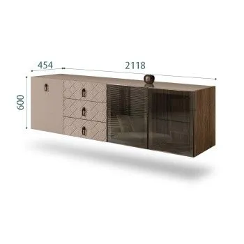 Комод 2.1м Bogemia Woodline Fly Fa (Мокка) (Lakobel/Черный) БМКМ-5[5][10]