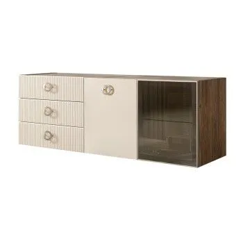 Комод 1.6м Bogemia Woodline Fly Fi (Слоновая кость) (Novabuk/Хром) БМКМ-4[5][10]