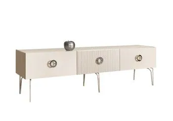 Тумба под телевизор 1.6м Bogemia Fillini (Слоновая кость) (Lakobel/Хром) БМТ-1(Fi)[10]