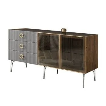 Комод 1.6м Bogemia Woodline Fi (Серый) (Lakobel/Золото) БМКМ-4[5]