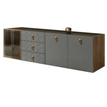 Комод 2.1м Bogemia Woodline Fly Fa (Серый) (Lakobel/Золото) БМКМ-5[4]