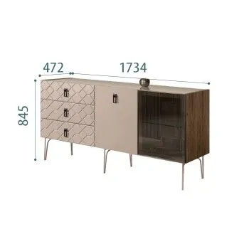 Комод 1.6м Bogemia Woodline Fa (Мокка) (Lakobel/Черный) БМКМ-4[5][10]