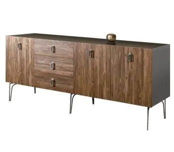 Комод 2.1м Bogemia Wood Fa (Серый) (Lakobel/Хром) БМКМ-5(Wo)