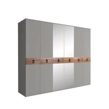 Шкаф 6-ти дв. с зеркалами Bogemia Wood Fa (Серый/Черный) БМШ1/6(Wo)