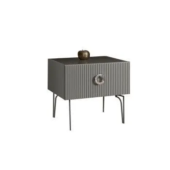 Тумба прикроватная Bogemia Fillini (Серый) (Lakobel/Хром) БМТП-1(Fi)
