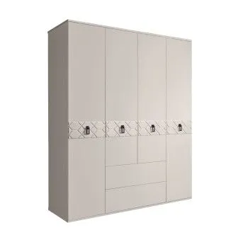 Шкаф 4-х дверный с ящиками, Bogemia Farfalle (Шелк/Черный) БМШ2/41(Fa)