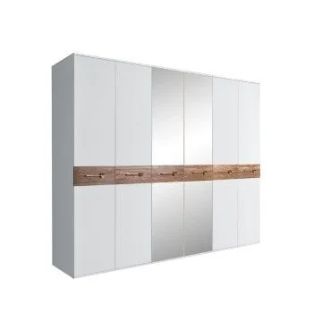 Шкаф 6-ти дв. с зеркалами Bogemia Wood Wo (Белый/Золото) БМШ1/6(Wo)