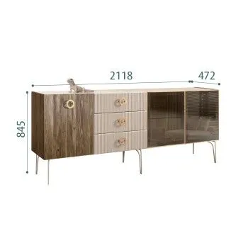 Комод 2.1м Bogemia Woodline Wood Fi (Ваниль) (Lakobel/Золото) БМКМ-5[5][10]