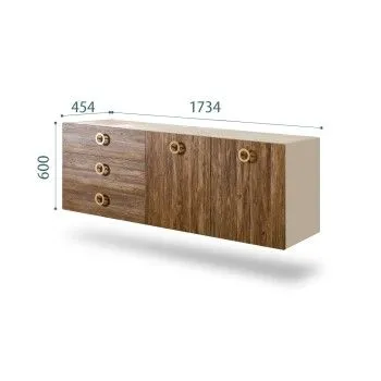 Комод 1.6м Bogemia Fly Wood Fi (Ваниль) (Novabuk/Золото) БМКМ-4