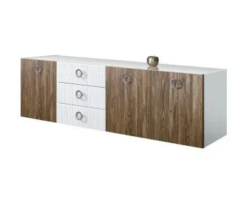 Комод 2.1м Bogemia Fly Wood Fi (Белый) (Lakobel/Хром) БМКМ-5