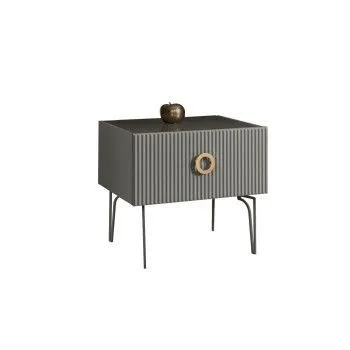Тумба прикроватная Bogemia Fillini (Серый) (Lakobel/Золото) БМТП-1(Fi)