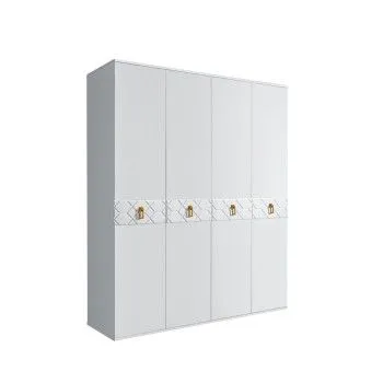 Шкаф 4-х дв. Bogemia Farfalle (Белый/Золото) БМШ2/4(Fa)