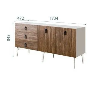 Комод 1.6м Bogemia Wood Fa (Шелк) (Novabuk/Черный) БМКМ-4(Wo)