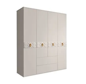 Шкаф 4-х дверный с ящиками, Bogemia Farfalle (Шелк/Золото) БМШ2/41(Fa)