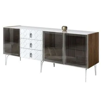 Комод 2.1м Bogemia Woodline Fa (Белый) (Lakobel/Хром) БМКМ-5[5]