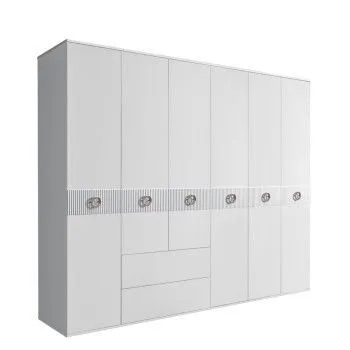 Шкаф 6-ти дверный с ящиками, Bogemia Fillini (Белый/Хром) БМШ2/61(Fi)