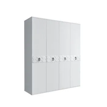 Шкаф 4-х дв. Bogemia Farfalle (Белый/Хром) БМШ2/4(Fa)