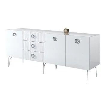 Комод 2.1м Bogemia Fillini (Белый) (Lakobel/Хром) БМКМ-5(Fi)