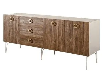 Комод 2.1м Bogemia Wood Fi (Слоновая кость) (Novabuk/Золото) БМКМ-5(Wo)