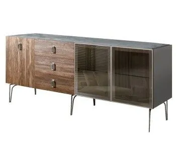 Комод 2.1м Bogemia Wood Fa (Серый) (Novabuk/Хром) БМКМ-5(Wo)[5][10]