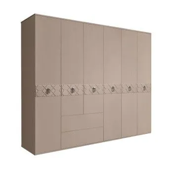 Шкаф 6-ти дверный с ящиками, Bogemia Farfalle (Мокка/Хром) БМШ2/61(Fa)