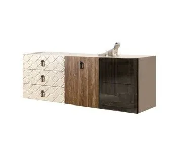 Комод 1.6м Bogemia Fly Wood Fa (Слоновая кость) (Lakobel/Черный) БМКМ-4[5][10]