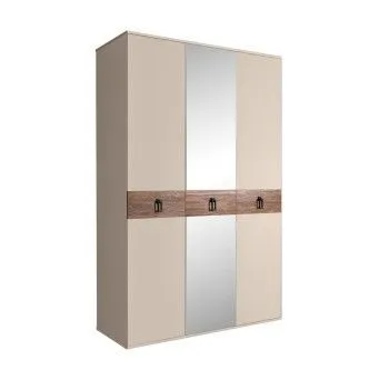 Шкаф 3-х дверный с зеркалом Bogemia Wood Fa (Ваниль/Черный) БМШ1/3(Wo)