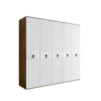 Шкаф 5-ти дв. Bogemia Woodline Fa (Белый/Черный) БМШ2/5(Fa)