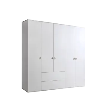 Шкаф 5-ти дверный с ящиками Римини (Белый/Серебро) РМШ2/51