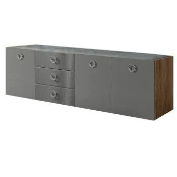 Комод 2.1м Bogemia Woodline Fly Fi (Серый) (Novabuk/Хром) БМКМ-5