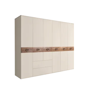 Шкаф 6-ти дверный с ящиками, Bogemia Wood Fi (Слоновая кость/Хром) БМШ2/61(Wo)