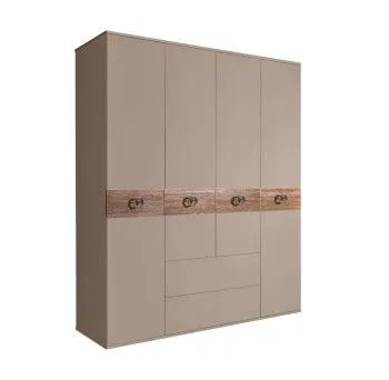 Шкаф 4-х дверный с ящиками, Bogemia Wood Fi (Мокка/Хром) БМШ2/41(Wo)