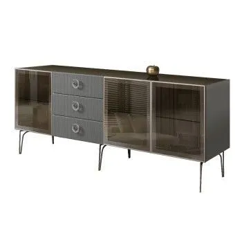 Комод 2.1м Bogemia Fillini (Серый) (Lakobel/Хром) БМКМ-5(Fi)[5]