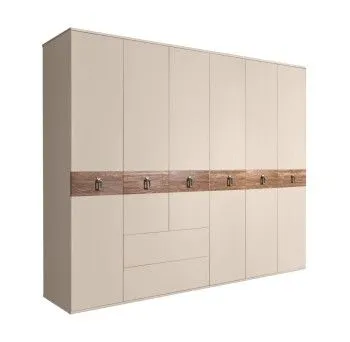 Шкаф 6-ти дверный с ящиками, Bogemia Wood Fa (Ваниль/Хром) БМШ2/61(Wo)