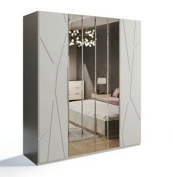 Шкаф Лейла 4-дверный светло серый камень