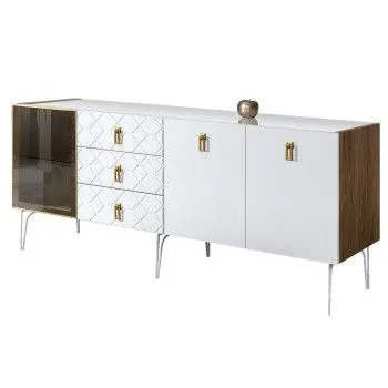 Комод 2.1м Bogemia Woodline Fa (Белый) (Lakobel/Золото) БМКМ-5[4]