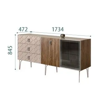 Комод 1.6м Bogemia Woodline Wood Fa (Мокка) (Lakobel/Хром) БМКМ-4[5][10]