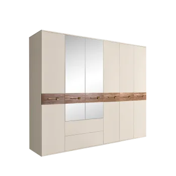 Шкаф 6-ти дверный с зеркалами, с ящиками, Bogemia Wood Wo (Слоновая кость/Золото) БМШ1/61(Wo)