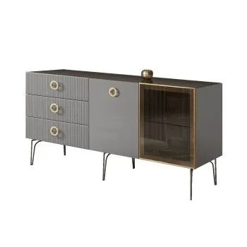 Комод 1.6м Bogemia Fillini (Серый) (Lakobel/Золото) БМКМ-4(Fi)[5][10]