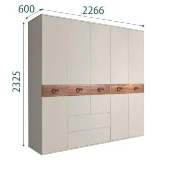 Шкаф 5-ти дверный с ящиками, Bogemia Wood Fi (Шелк/Хром) БМШ2/51(Wo)