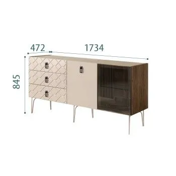 Комод 1.6м Bogemia Woodline Fa (Ваниль) (Novabuk/Черный) БМКМ-4[5][10]