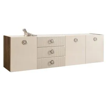 Комод 2.1м Bogemia Woodline Fly Fi (Слоновая кость) (Lakobel/Хром) БМКМ-5