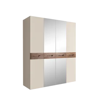 Шкаф 4-х дв. с зеркалами Bogemia Wood Wo (Слоновая кость/Хром) БМШ1/4(Wo)