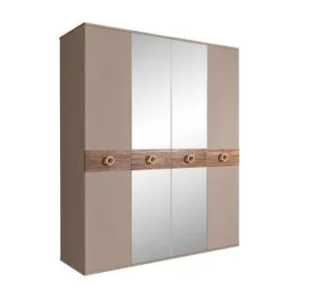 Шкаф 4-х дв. с зеркалами Bogemia Wood Fi (Мокка/Золото) БМШ1/4(Wo)