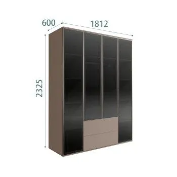 Шкаф 4-х дв. с ящиками Bogemia Air (Мокка/Серебро) БМШ2/42(4)