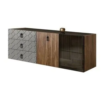 Комод 1.6м Bogemia Woodline Fly Wood Fa (Серый) (Lakobel/Черный) БМКМ-4[5][10]