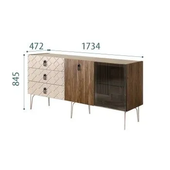 Комод 1.6м Bogemia Woodline Wood Fa (Ваниль) (Novabuk/Черный) БМКМ-4[5][10]