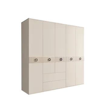 Шкаф 5-ти дверный с ящиками, Bogemia Fillini (Слоновая кость/Хром) БМШ2/51(Fi)