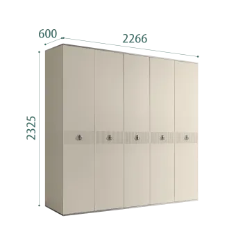 Шкаф 5-ти дверный Римини СОЛО (Ваниль/Серебро) РМШ2/5(s)